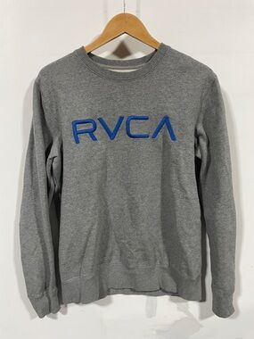 RVCA Gray Crewneck Sweatshirt with Blue Logo